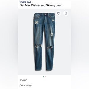 Studio Blue Distressed Skinny Jeans Size 29